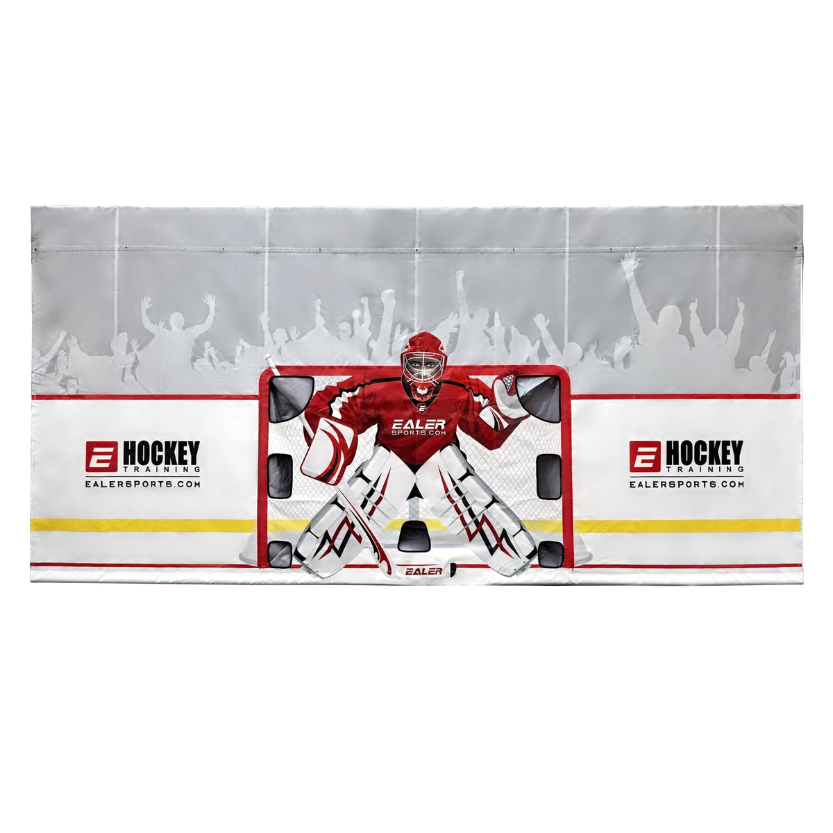 EALER Hockey Shooting Tarp 7x10 FT & 7/8x16 FT in 1 - Heavy Duty Goalie Target for Ice & Street Practice - Tear-Proof Built-in Shooter Tutor - Net Replacement for Garage Wall Protection