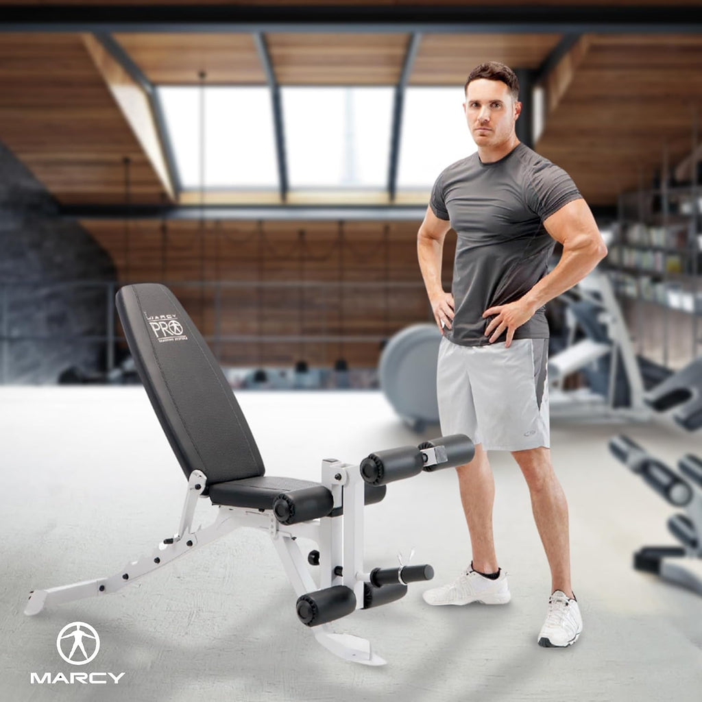 Marcy Foldable Incline Decline Weight Bench, Adjustable 6-Position Backrest