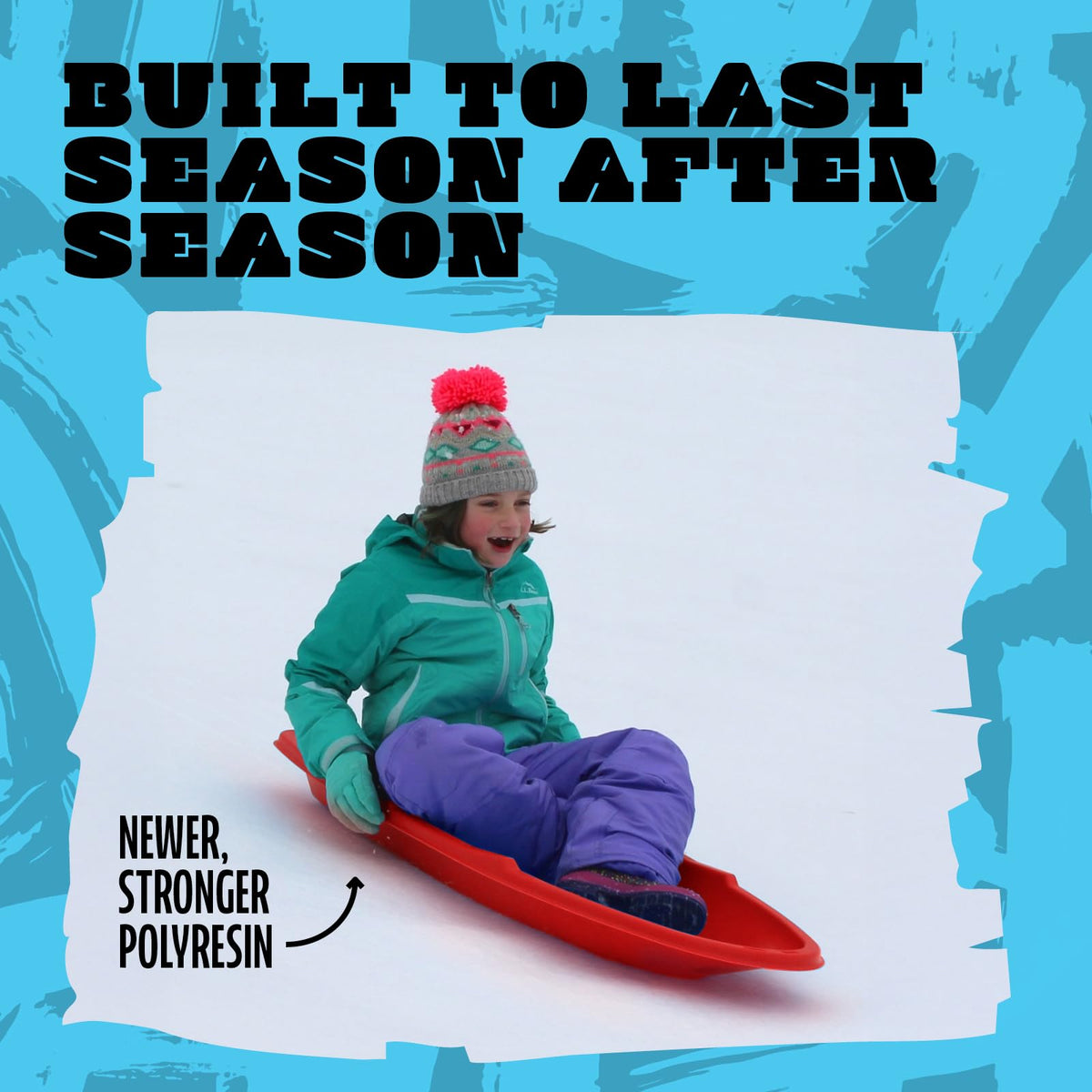 Flexible Flyer Winter Lightning Snow Sleds for Kids and Adults (Red) - 48 Inch Toboggan Style Plastic Sled with Hard Bottom for Fast, Smooth Rides - 1 or 2 Riders