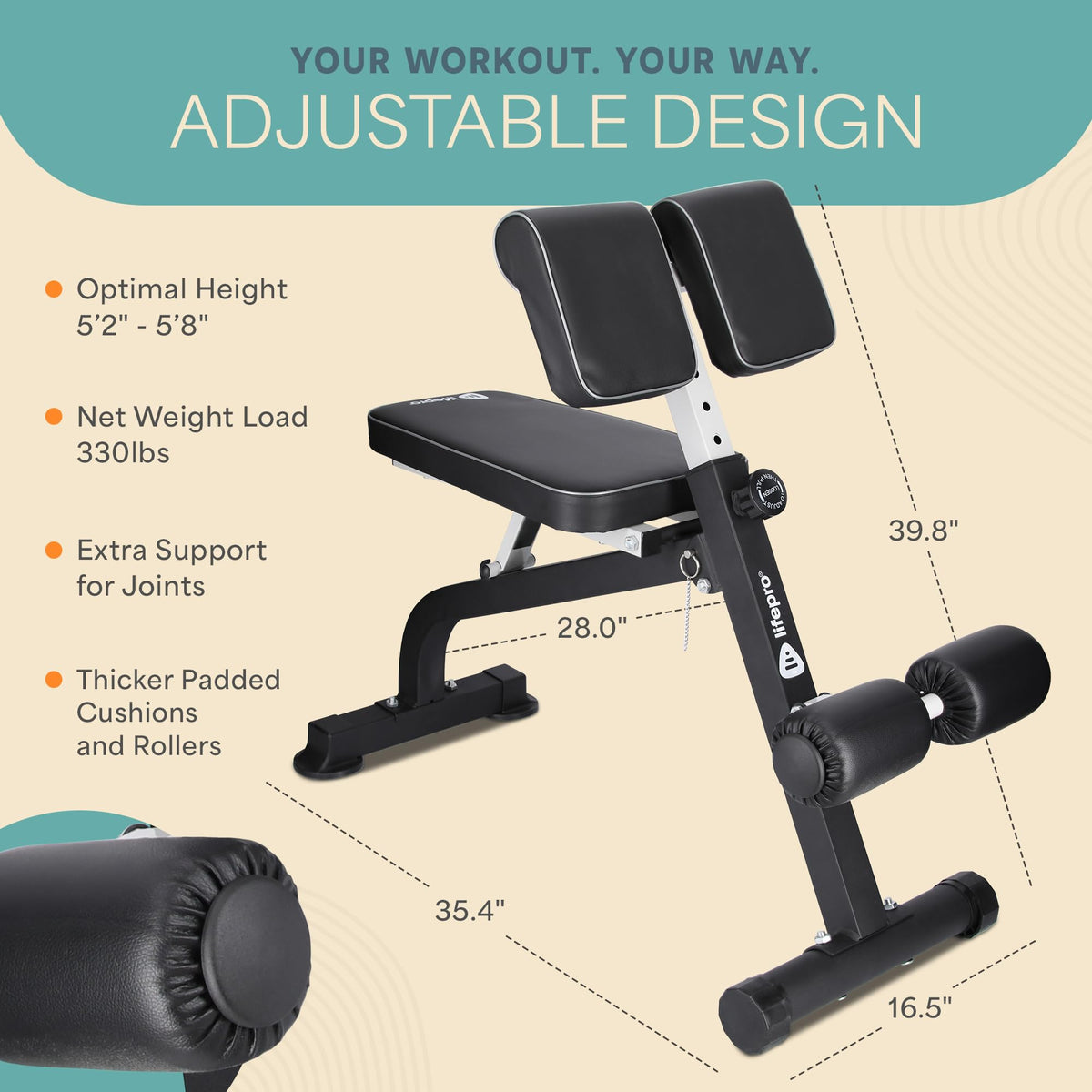 Lifepro SculptTrainer Roman Chair â 20+ Exercises, Foldable, 330 lb Cap