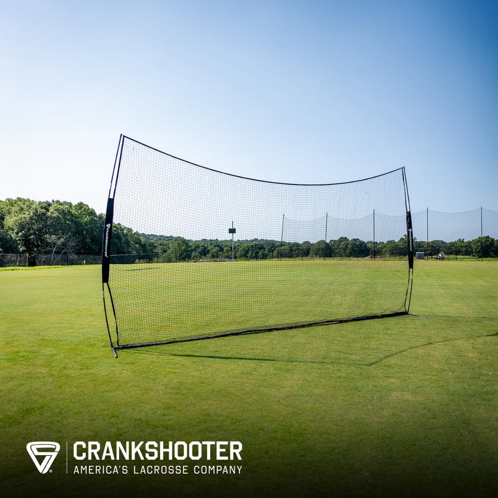 CRANKSHOOTER Lacrosse Backstop - Pop-Up Backstop for Training and Practice - Heavy Duty Training Equipment - 21' x 11' Collapsible Barrier Wall - Easy Setup & Take Down - Includes Travel Case