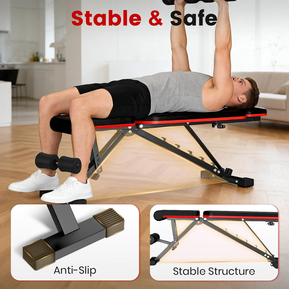 Adjustable Weight Bench for Home Gym, 14-in-1 Foldable Workout Bench