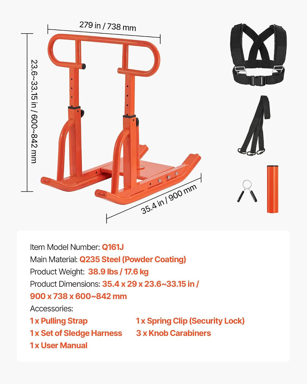 VEVOR Weight Sled,Workout Sled for Push-Pull Running & Strength Training