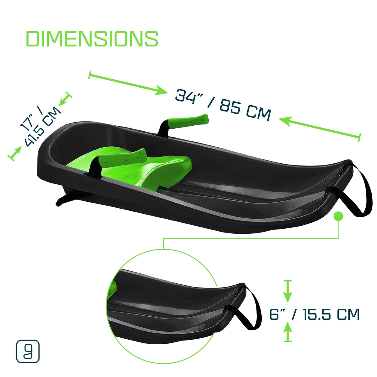 Durable Kids' Toboggan Sleds - Plastic, Lightweight, Winter Snow Sleds with Tow Strap & Pull-Up Brakes