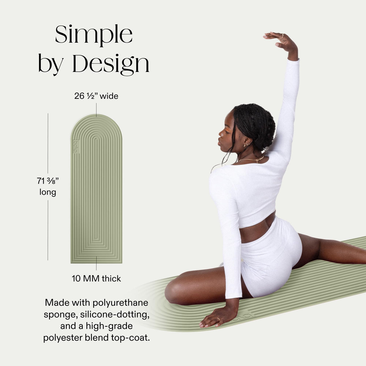 Bala The Plush Yoga Mat for Home Gym, Non-Slip Exercise Mat (10MM)