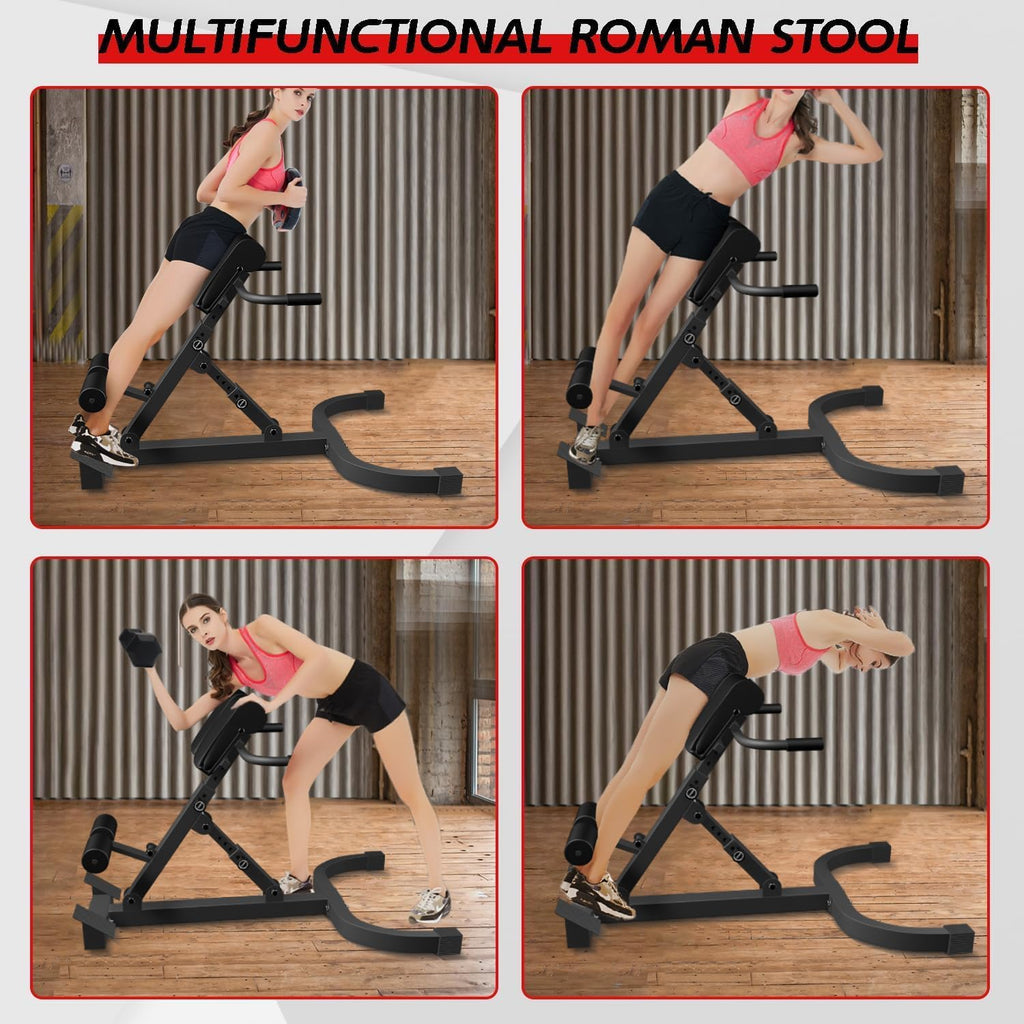 Adjustable Roman Chair 300 lb Capacity, Hyper Back Extension Bench