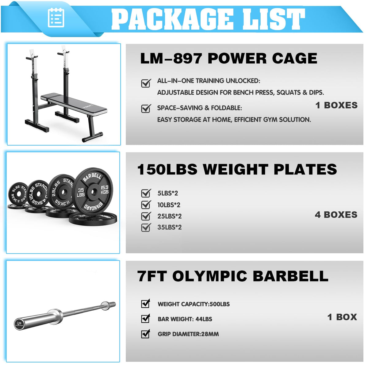 Adjustable Weight Bench Press with Squat Rack Folding Multi-Function Dip Station for Full Body Workout Home Gym Strength