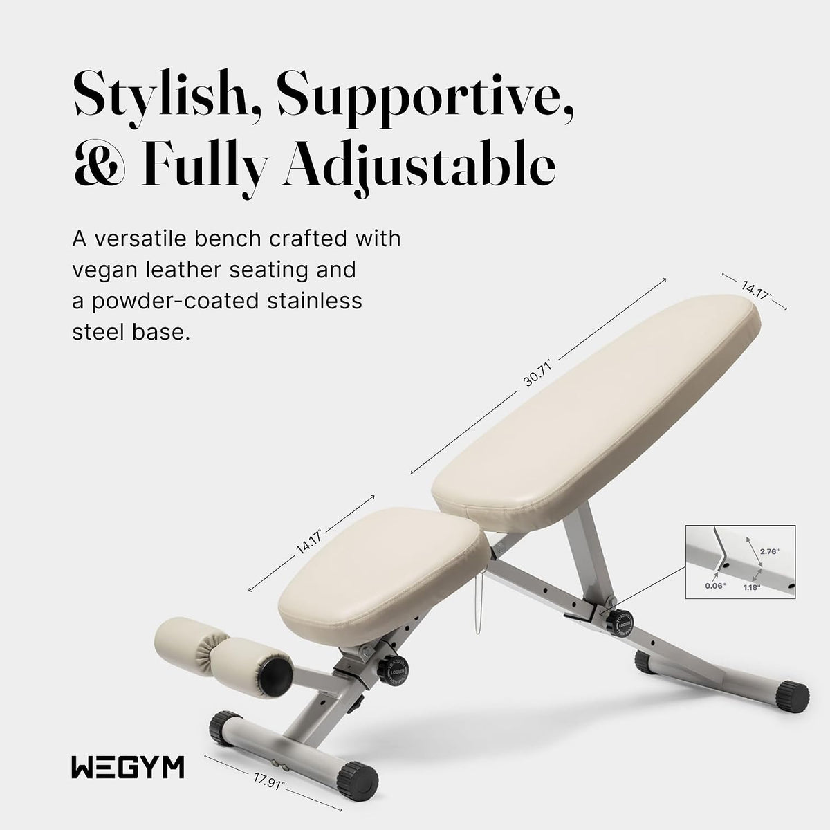 WeGym Workout Bench, Adjustable and Collapsible for Home Gym Training