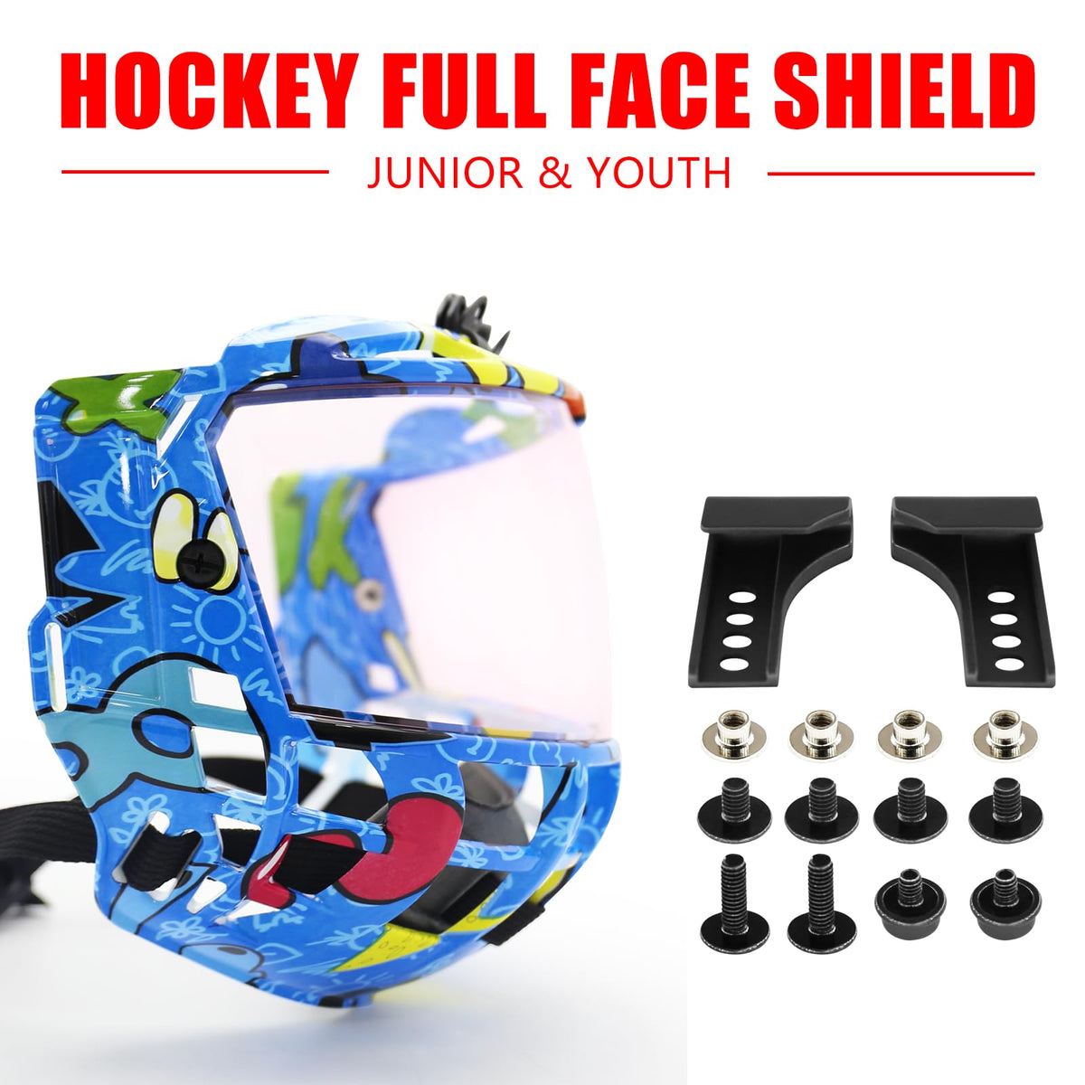GY Hockey Full Shield Visor Junior Ice Hockey Helmet Full Face Protection Visor Youth Anti-Scratch/Anti-Fog