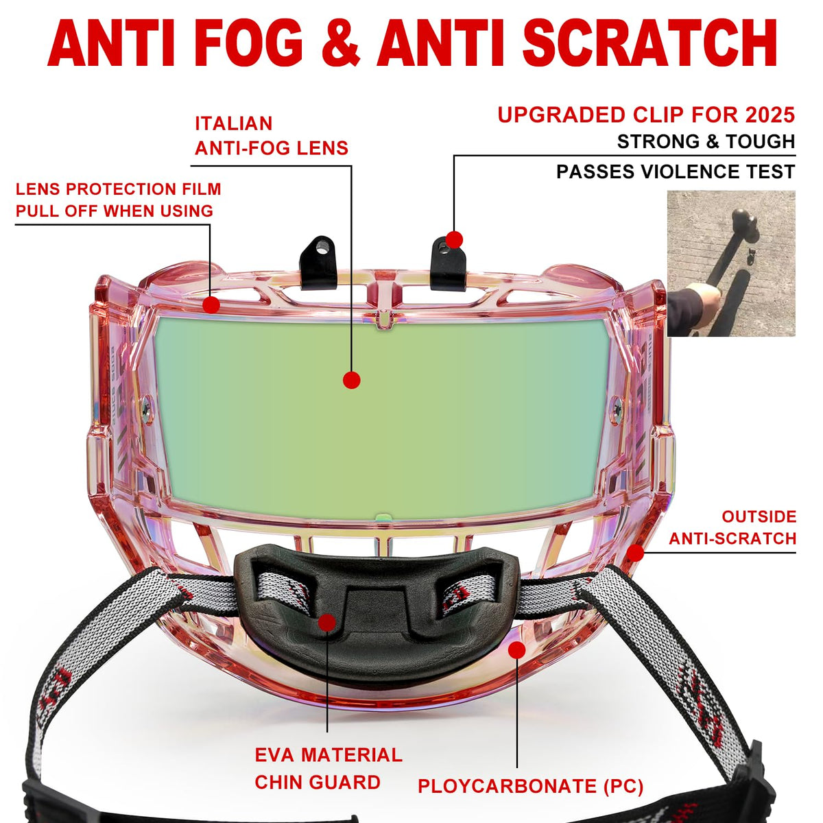 GY Hockey Full Shield Visor Junior Ice Hockey Helmet Full Face Protection Visor Youth Anti-Scratch/Anti-Fog