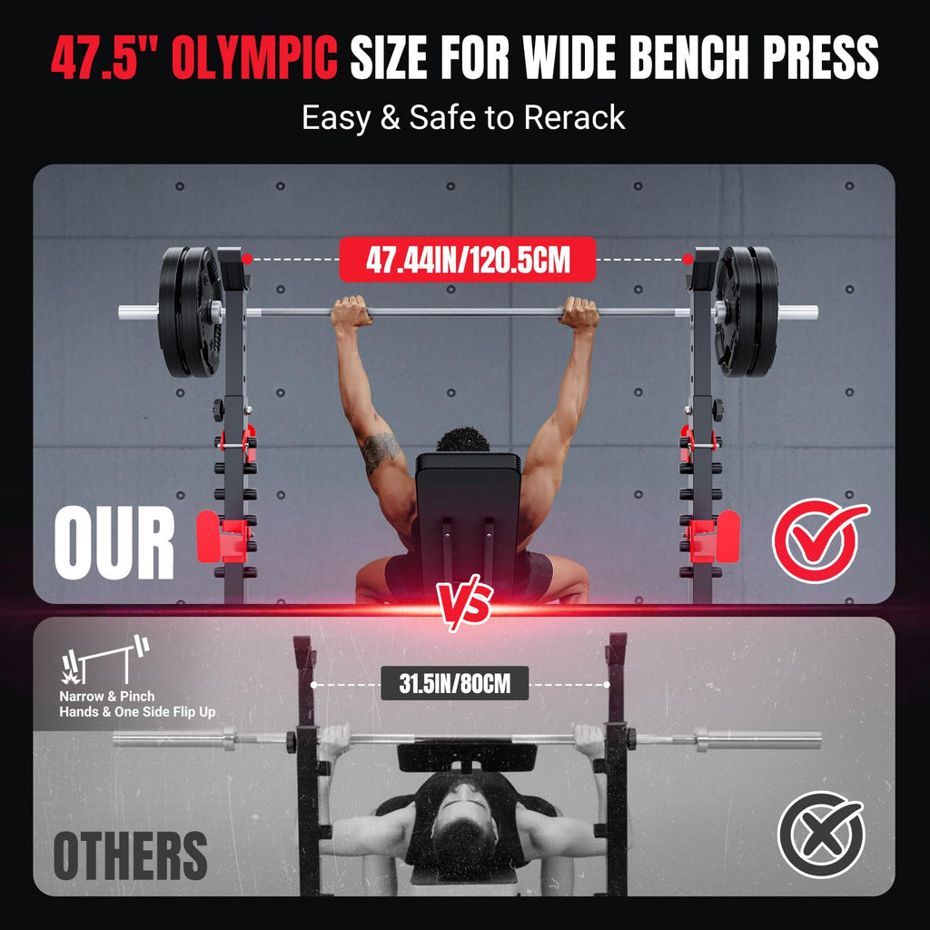 YOLEO 6-in-1 Weight Bench Set, 880LBS Adjustable Bench with Rack & Curl Pad