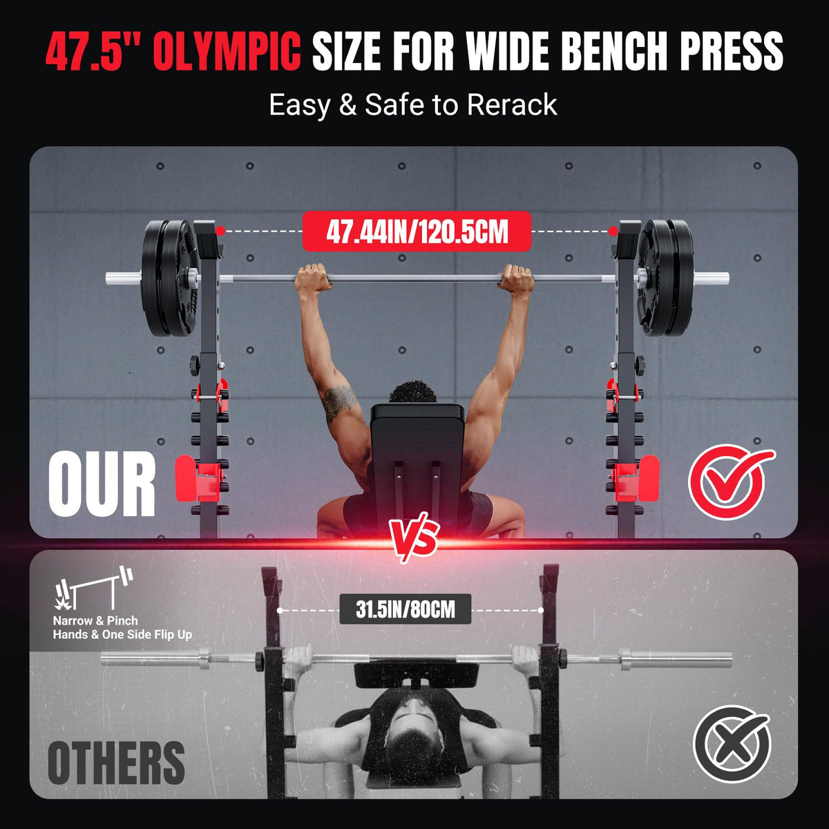 YOLEO 6-in-1 Weight Bench Set, 880LBS Adjustable Bench with Rack & Curl Pad