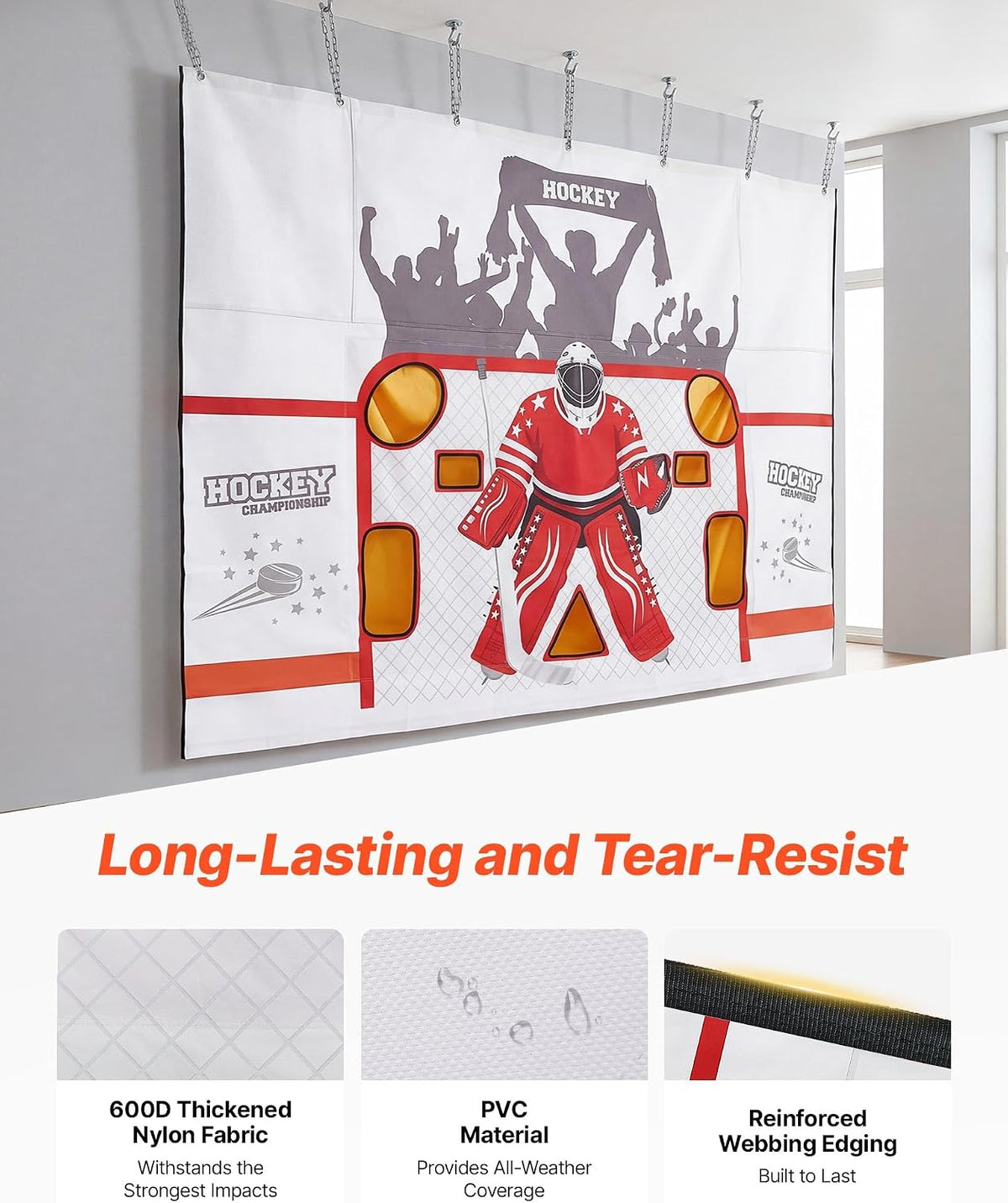 VEVOR Hockey Shooting Tarp, Shooter Tutor Ice Hockey Goal Practice Target, Tear-Proof Premium Net with 7 Holes, Easy Set Up Hockey Net Replacement, Training Equipment for Practicing Shooting Accuracy