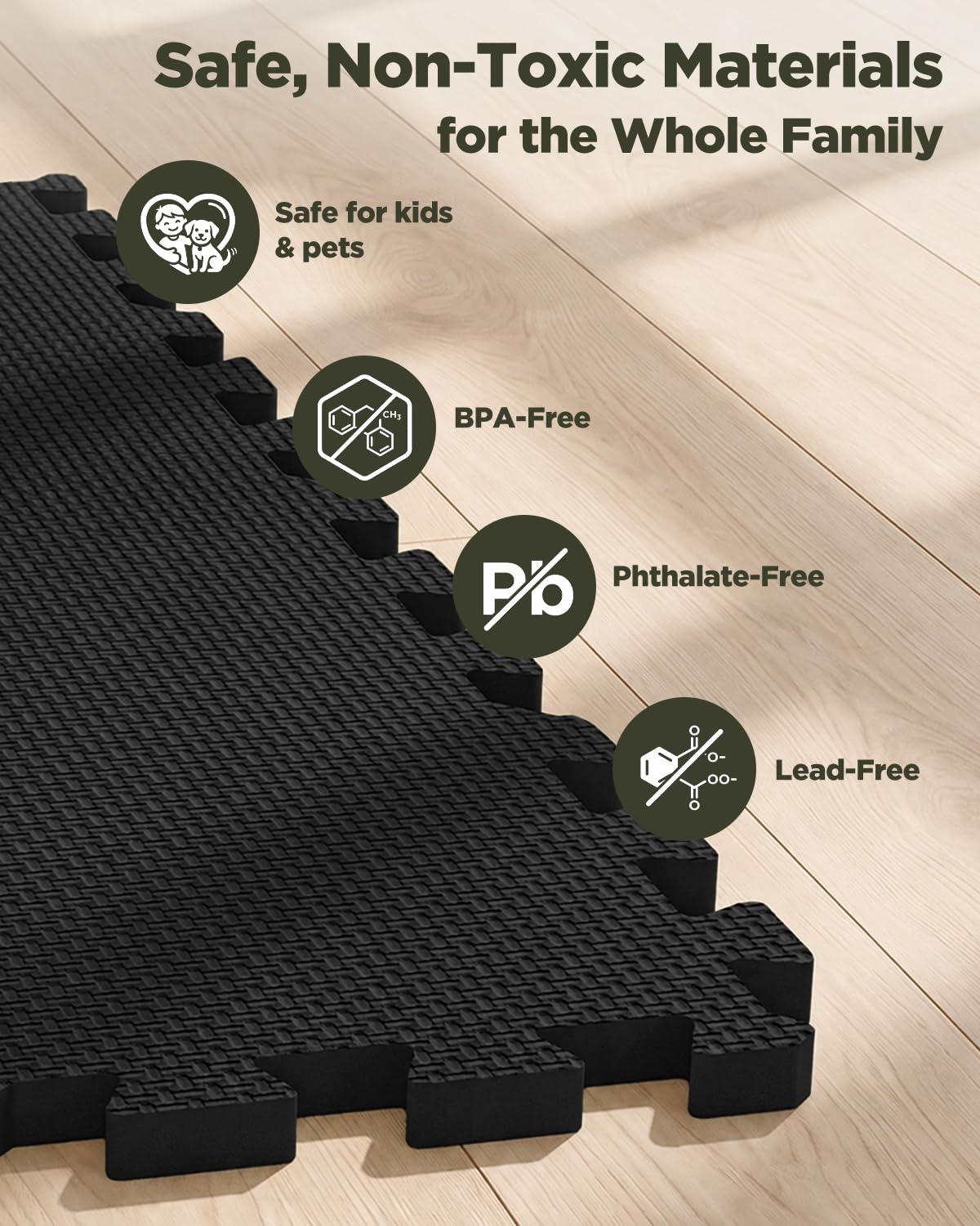 1/2" Thick 24 Pcs 96 Sq Ft EVA Foam Puzzle Exercise Mats, High-Density Interlocking Foam Floor Tiles for Home Gym, Gym Mat for Workout Equipment & Direct Exercise, Floor Padding for Kids