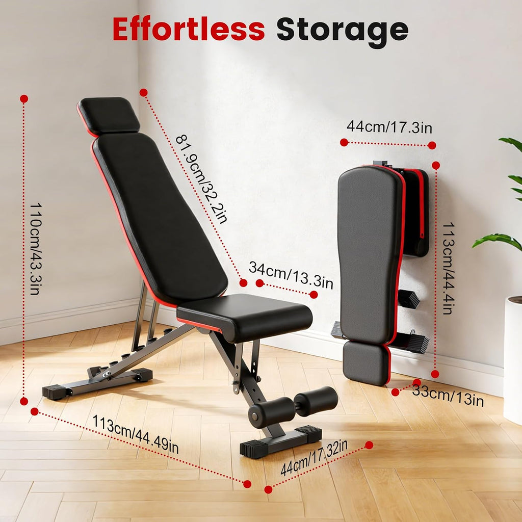 Adjustable Weight Bench for Home Gym, 14-in-1 Foldable Workout Bench