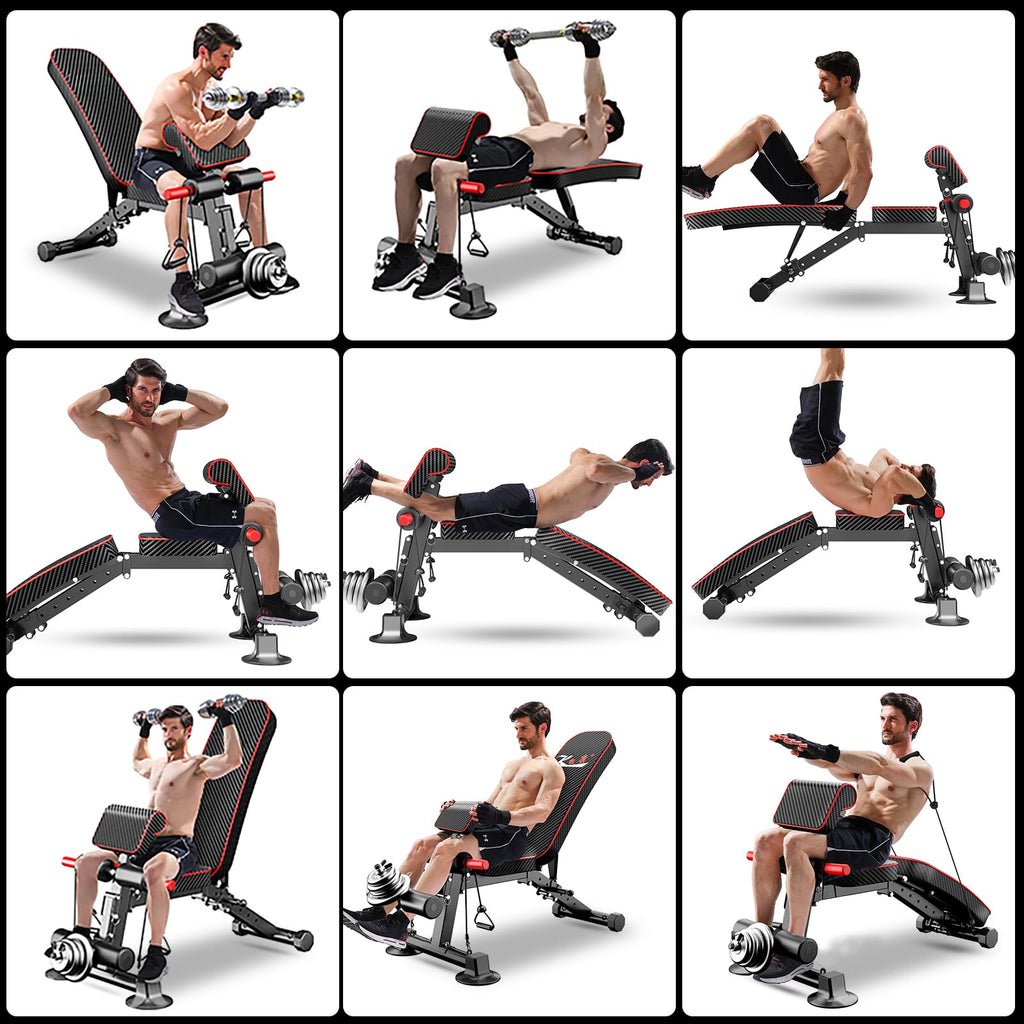 Z ZHICHI Adjustable Weight Bench multi-function Workout Bench for Home Gym,Foldable Incline Decline Benches for Full Body Workout 660LBS