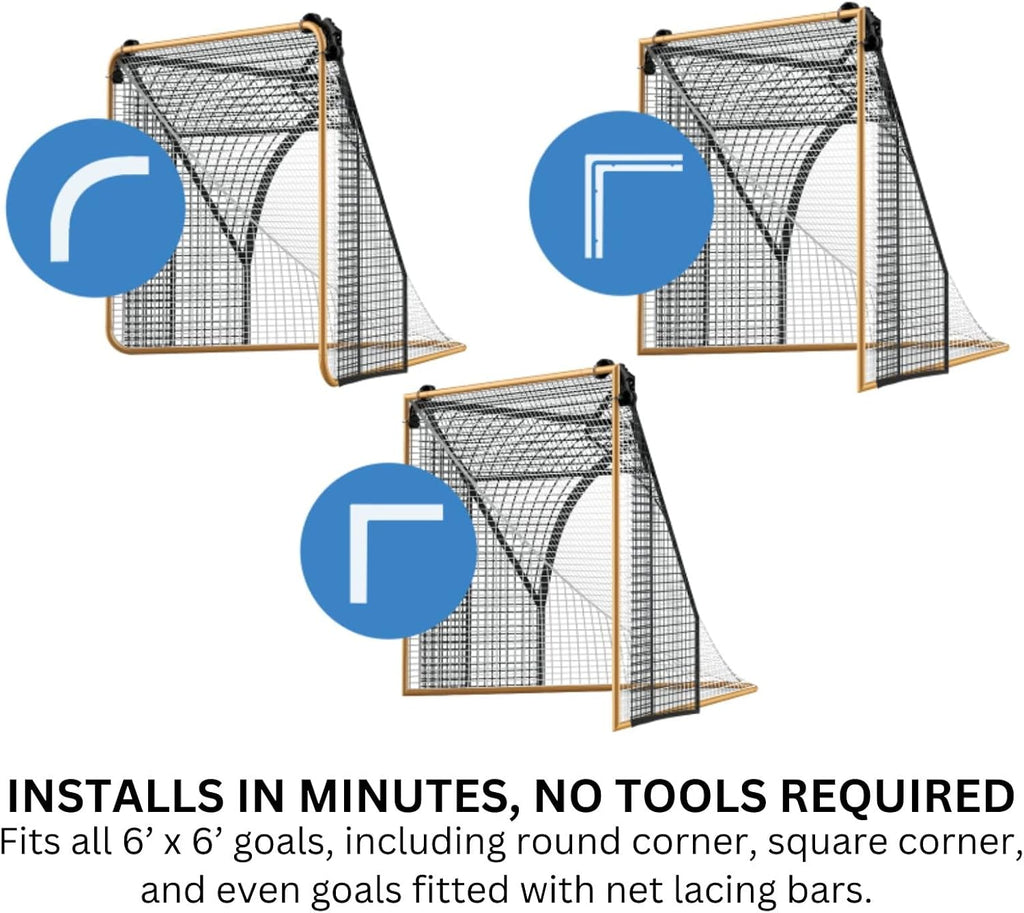 SmartBackstop for Lacrosse, Practice SmartÂ®. Attaches Directly to Goal & Folds Away When not in use, 14 x 10 ft of Durable net Coverage, fits All Round & Square Corner Regulation 6 x 6 Goals.