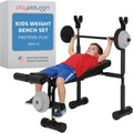 Play Platoon Kids Weight Bench Set or Squat Rack- Kids Gym Equipment for Home - Fitness Equipment for Boys - Workout and Exercise Equipment - Ages 3+