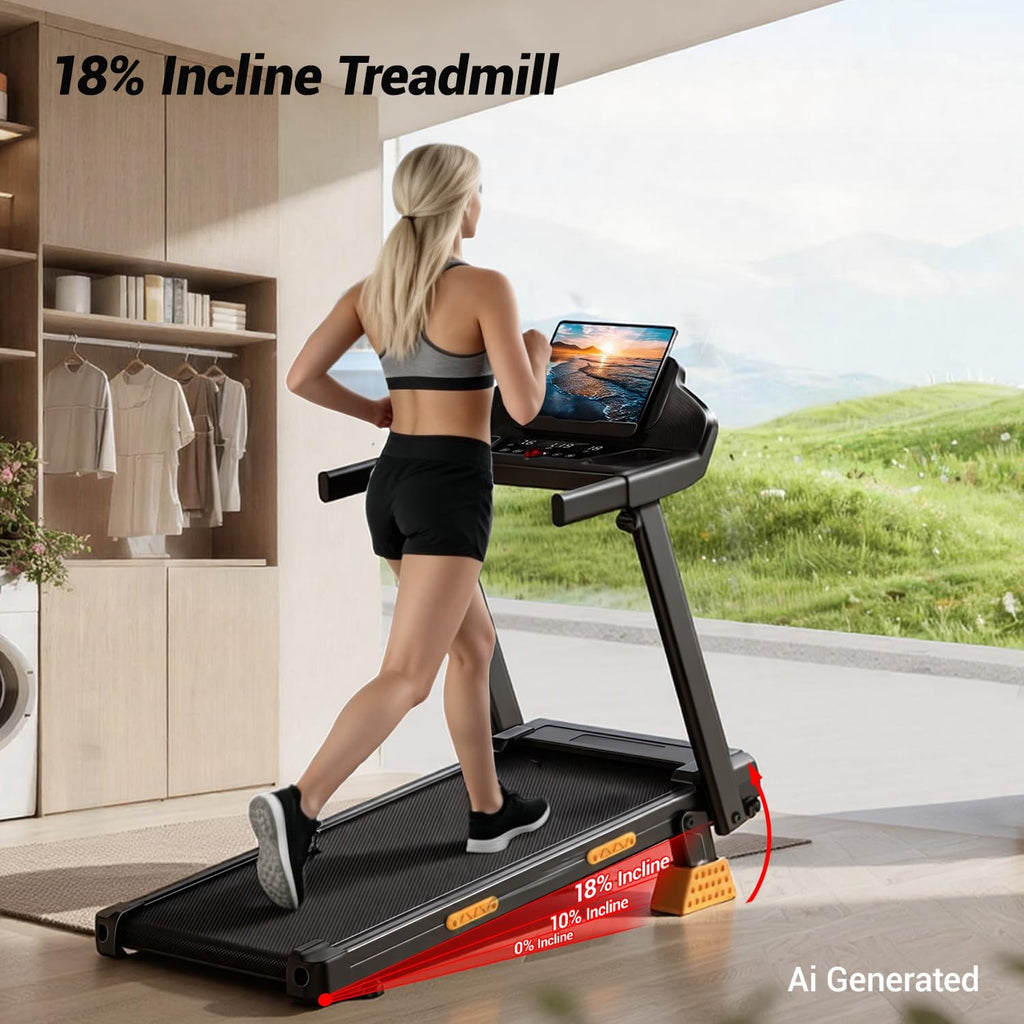 LONTEK 18% Incline Treadmills for Home with Handle Bar