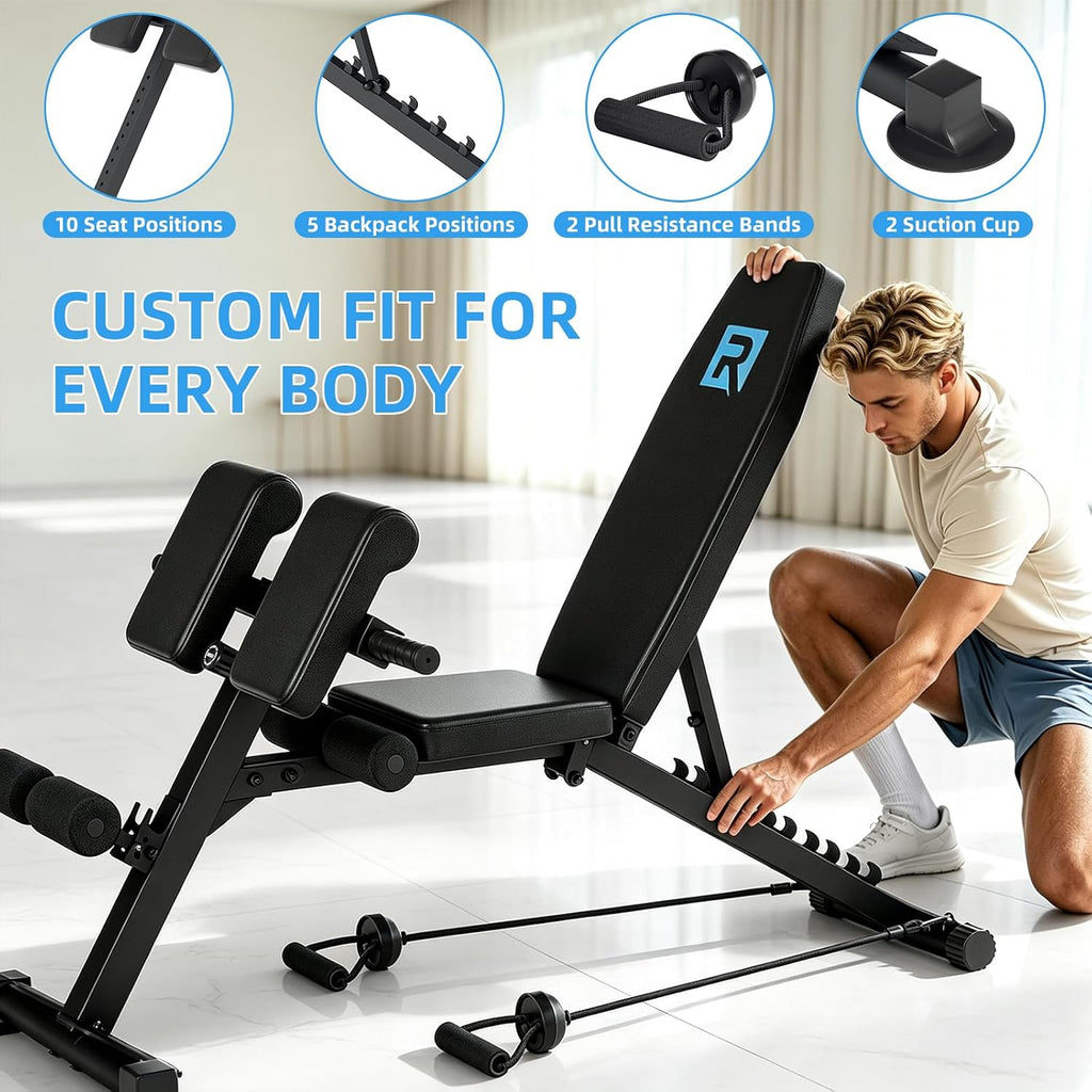 Multi-Functional Weight Bench Adjustable Roman Chair Ab Trainer