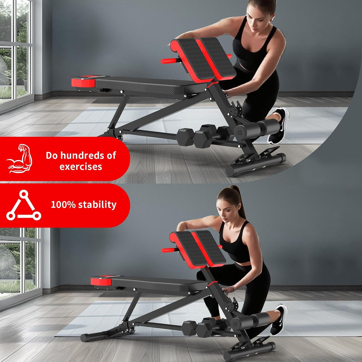 K KINGKANG Weight Bench,Load 500LBS Roman Chair Adjustable Decline/Flat