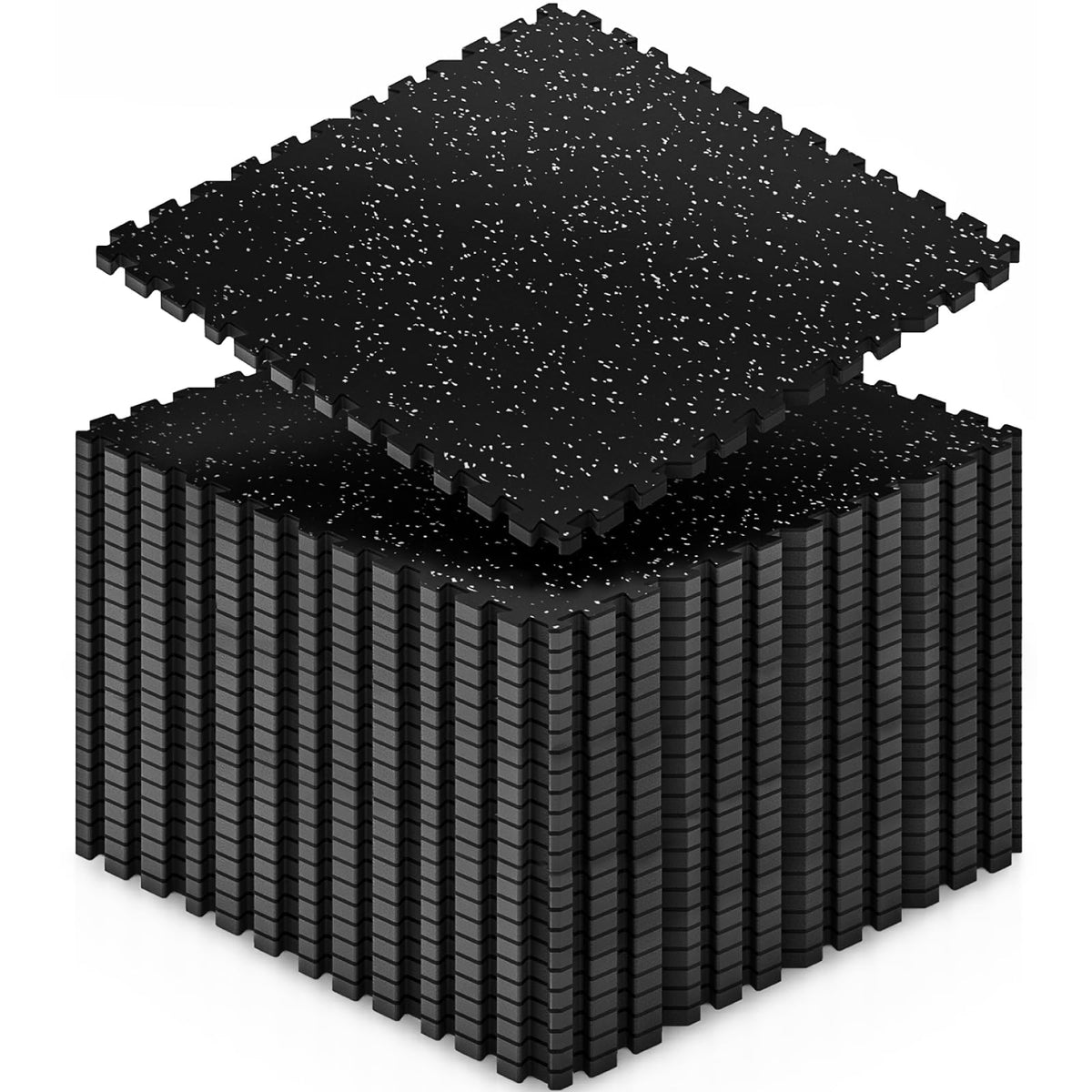 0.6" Thicker 12 Pcs Rubber Top Gym Flooring for Home Gym, Gym Mat