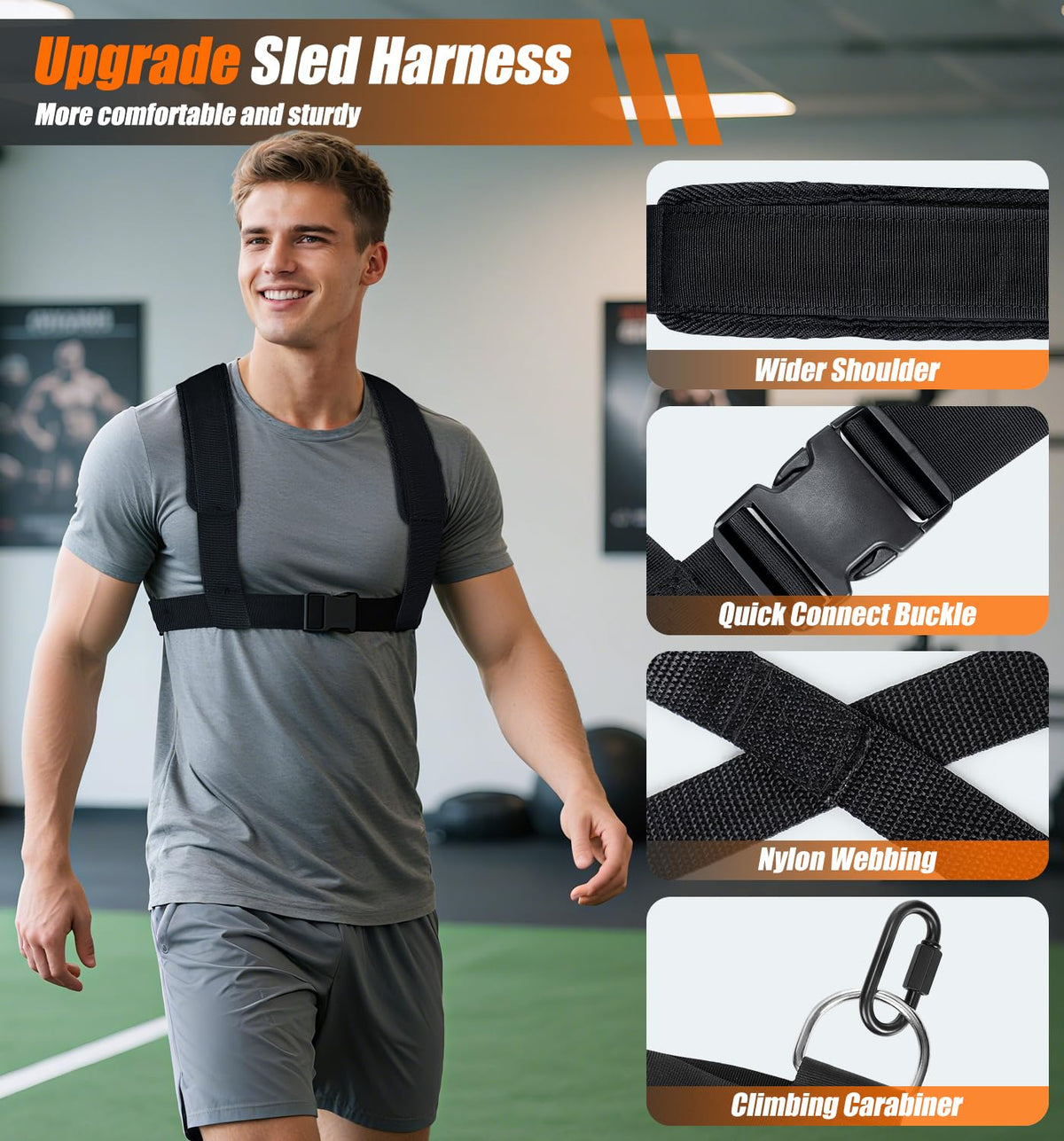 Football Sleds and Chutes, Weight Sled, Workout Fitness Sled for Training- Running Speed, Agility, Soccer, Strength, Adjustable Height Handle, Fits 1" & 2" Weight Plates