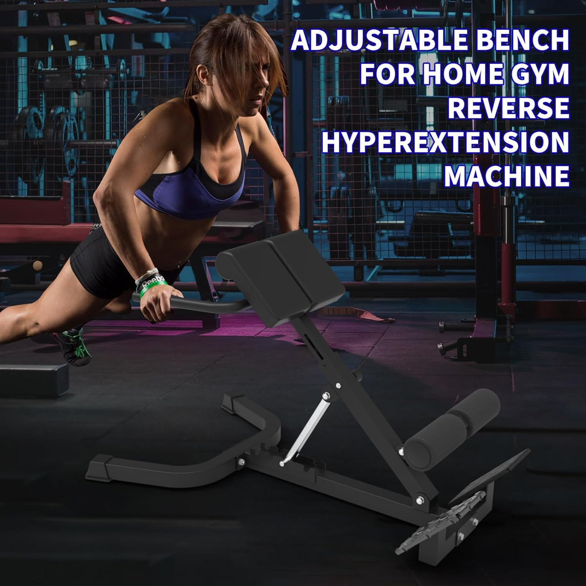 Garvee Adjustable Home Roman Chair, Multi-Angle Back Extension Bench, Abdominal Core Training Board with Foldable Anti-Slip Base