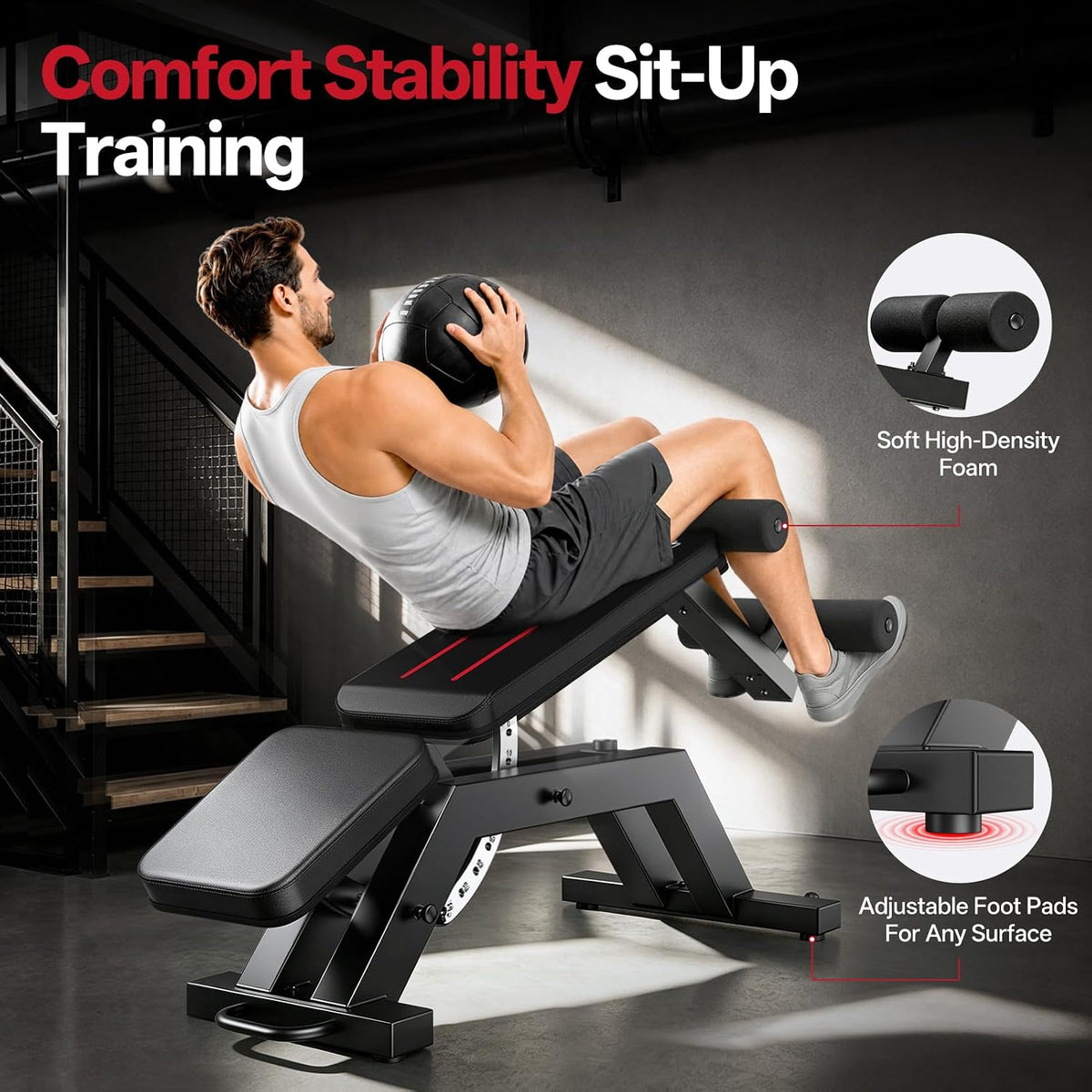JOROTO Adjustable Weight Bench, Ab Sit Up Bench, 1800LBS Workout Bench