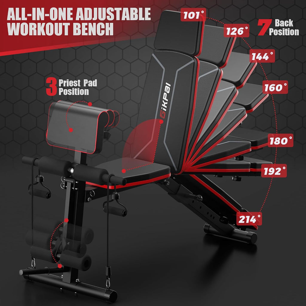 GIKPAL Adjustable Weight Bench - Workout Bench Press for Home Gym
