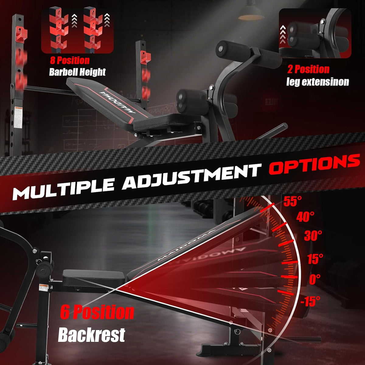 750LBS Adjustable Weight Bench Set for Full Body Workout