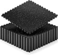 0.6" Thicker 12 Pcs Rubber Top Gym Flooring for Home Gym, Gym Mat