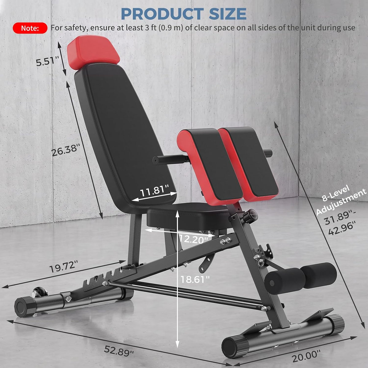 DUMOS Adjustable Weight Bench, 660 LBS Workout Bench Press with 2 Wheels