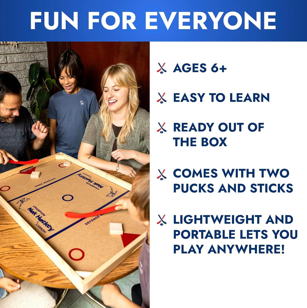Carrom Champion Nok Hockey Game (Standard Size) â Wooden Board Games for Adults & Children â Indoor and Outdoor Games for Family â Sports Board Games