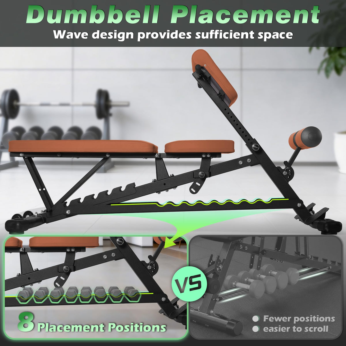 Adjustable Weight Bench for Home Gym 2.2 Inch Thick Pad