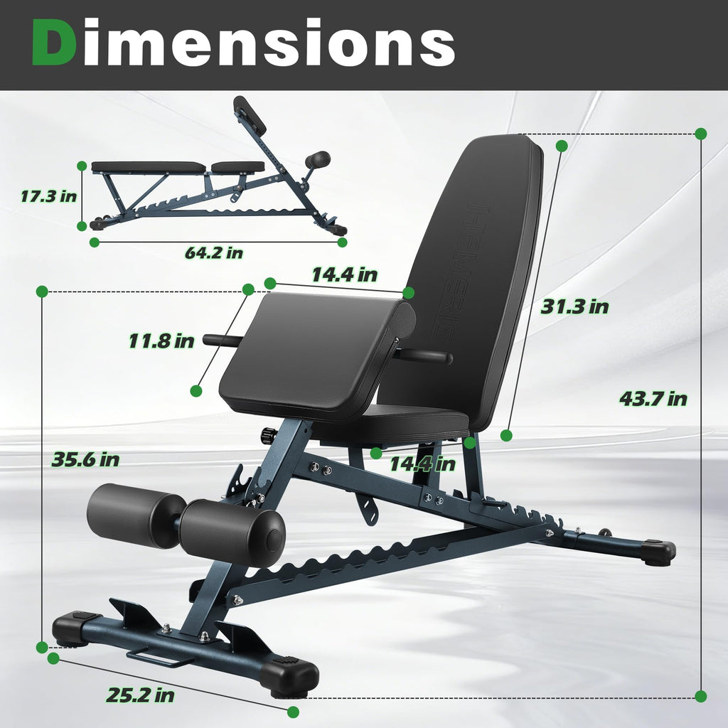 Adjustable Weight Bench for Home Gym 2.2 Inch Thick Pad