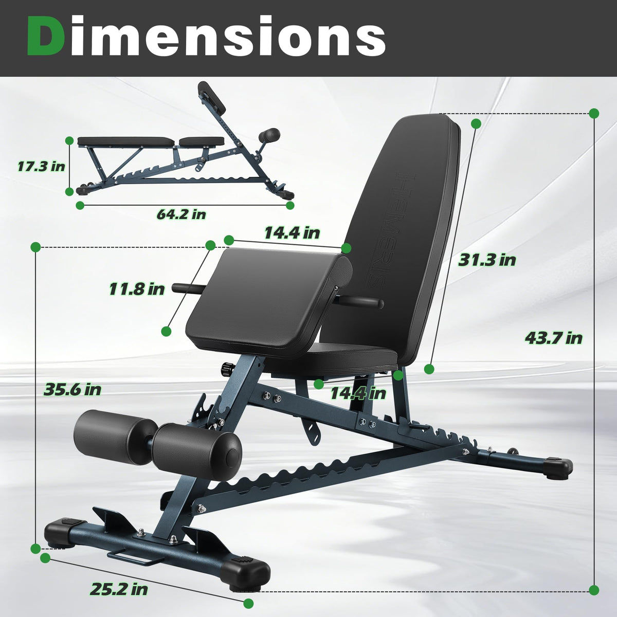 Adjustable Weight Bench for Home Gym 2.2 Inch Thick Pad