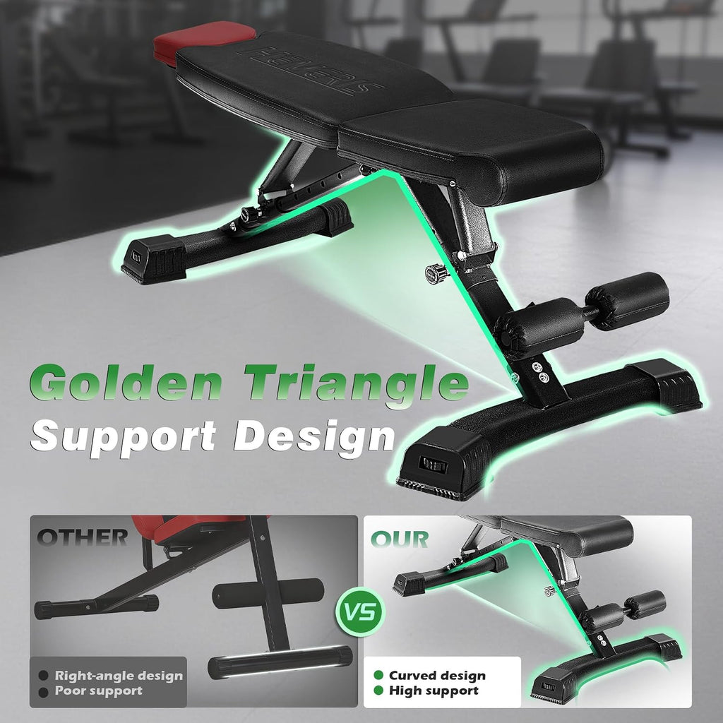 Adjustable Weight Bench for Home Gym 2.2 Inch Thick Pad