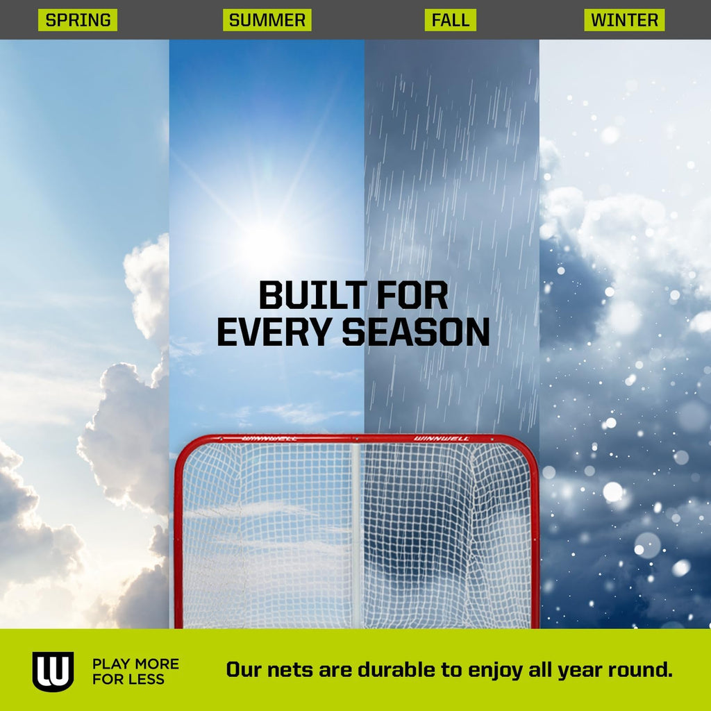 Winnwell Heavy Duty Hockey Net - Indoor & Outdoor Goal Equipment - Essential Training Gear for Ice Hockey Pucks