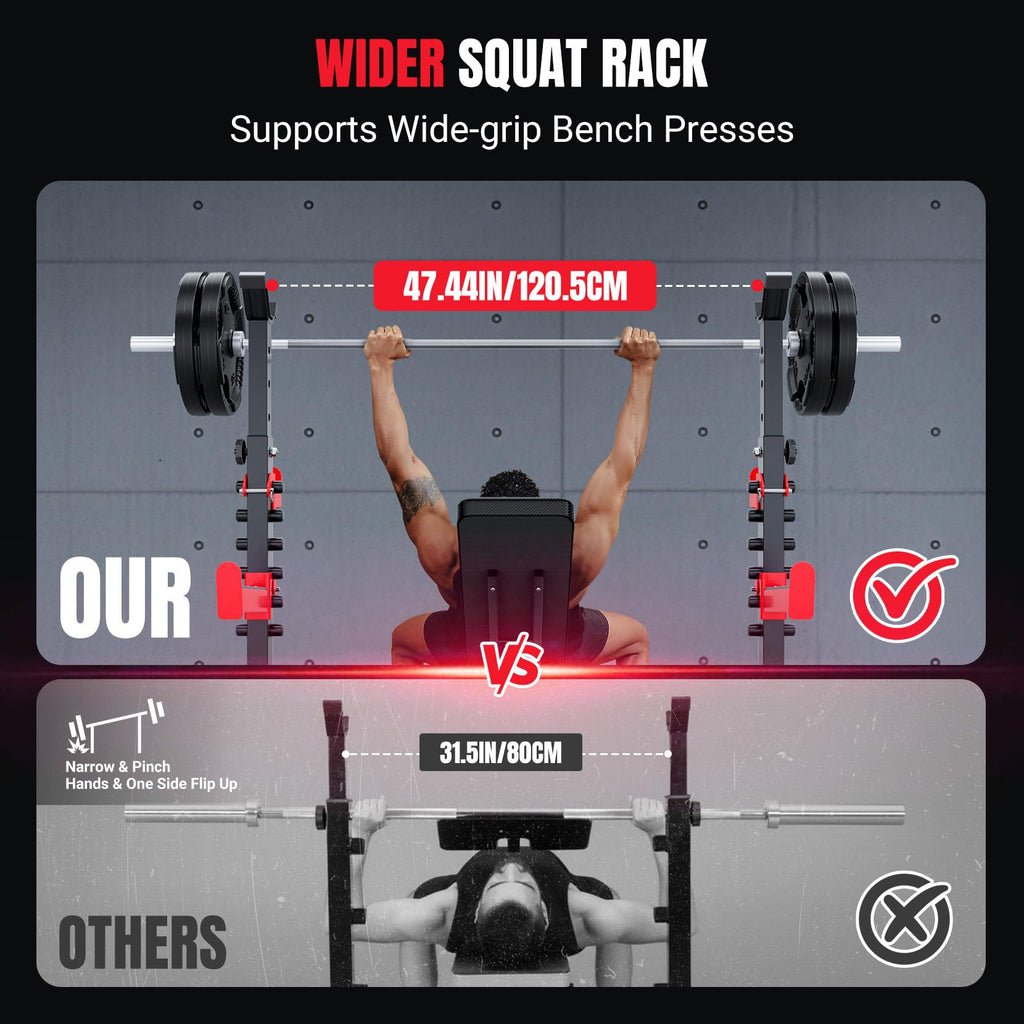 YOLEO 6-in-1 Weight Bench Set, 880LBS Adjustable Bench with Rack & Curl Pad