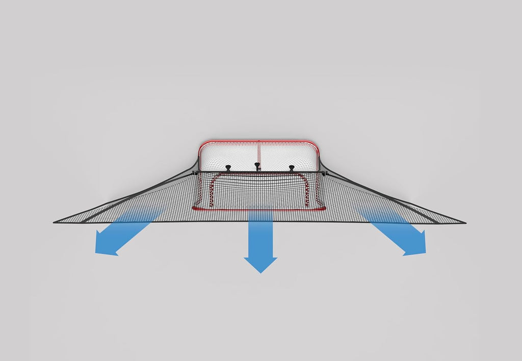 SmartBackstop for Hockey GEN 2, Practice SmartÂ®. Attaches Directly to Goal & Folds Away When not in use, 4 ft of Durable net Coverage on All Sides, fits All Regulation Hockey Goals.