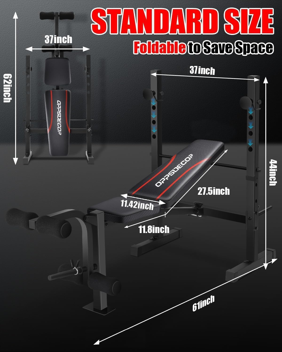 OPPSDECOR Weight Bench Set for Home Gym, 900LBS Adjustable Bench Press