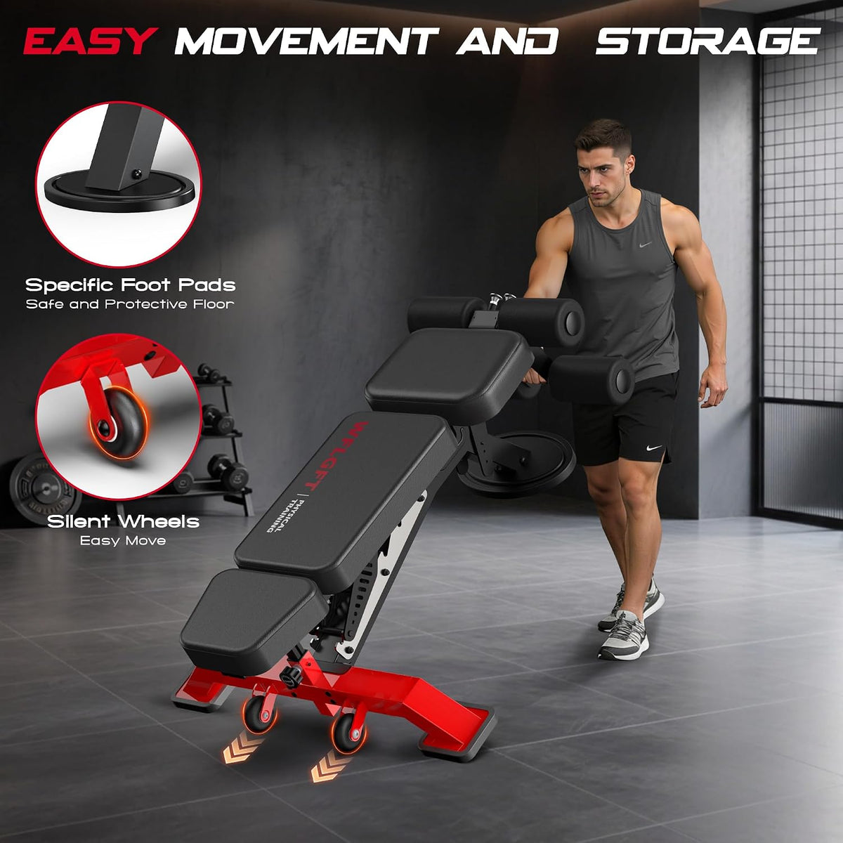 Commercial Adjustable Weight Bench, Heavy Duty 1800LBS