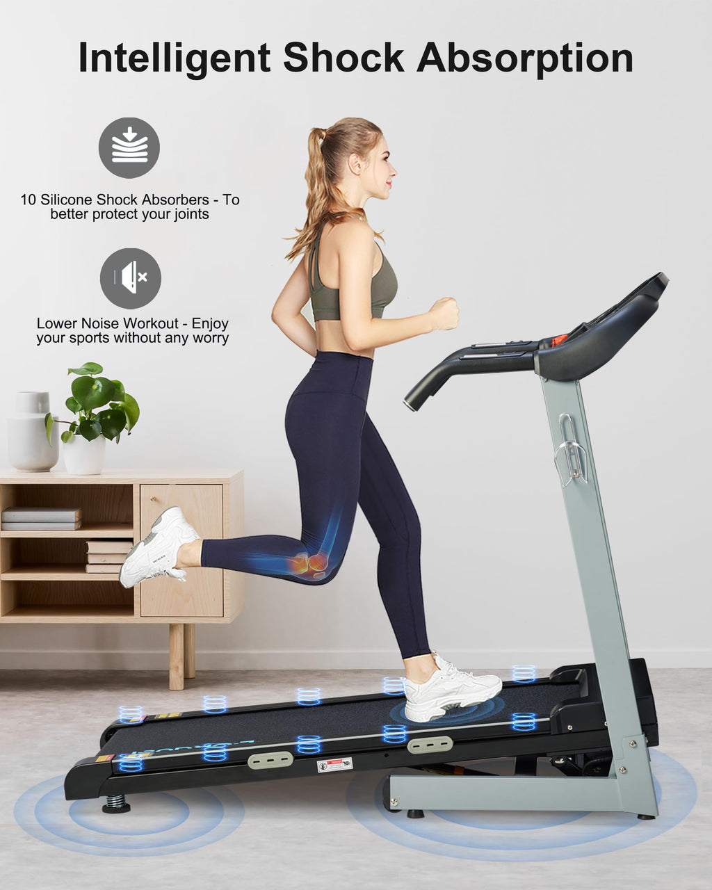 BORGUSI Treadmill with Auto Incline Folding Electric Treadmill for Home