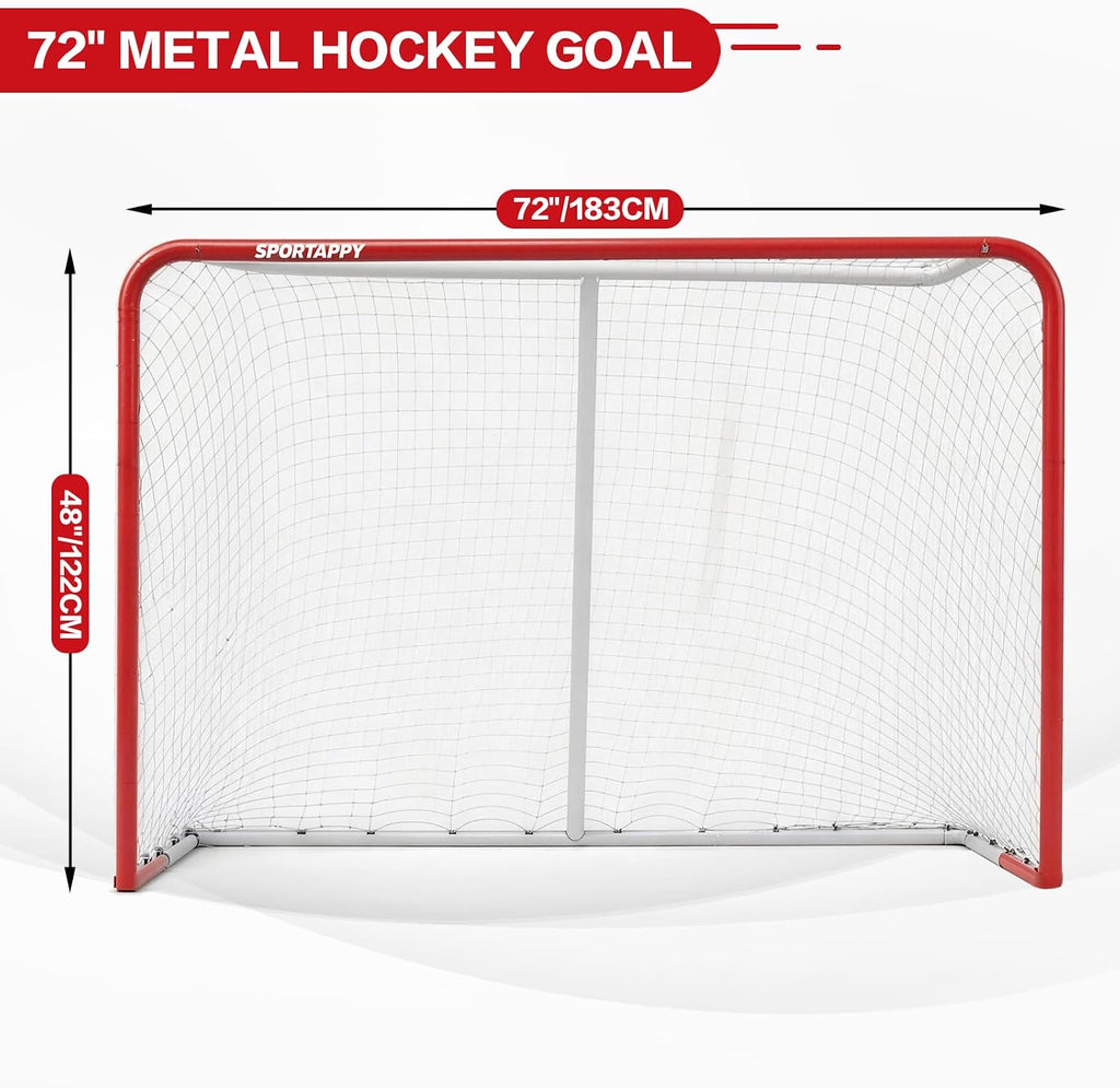 Street Hockey Goal Net, Steel Frame for Hockey Training, 2 Sizes