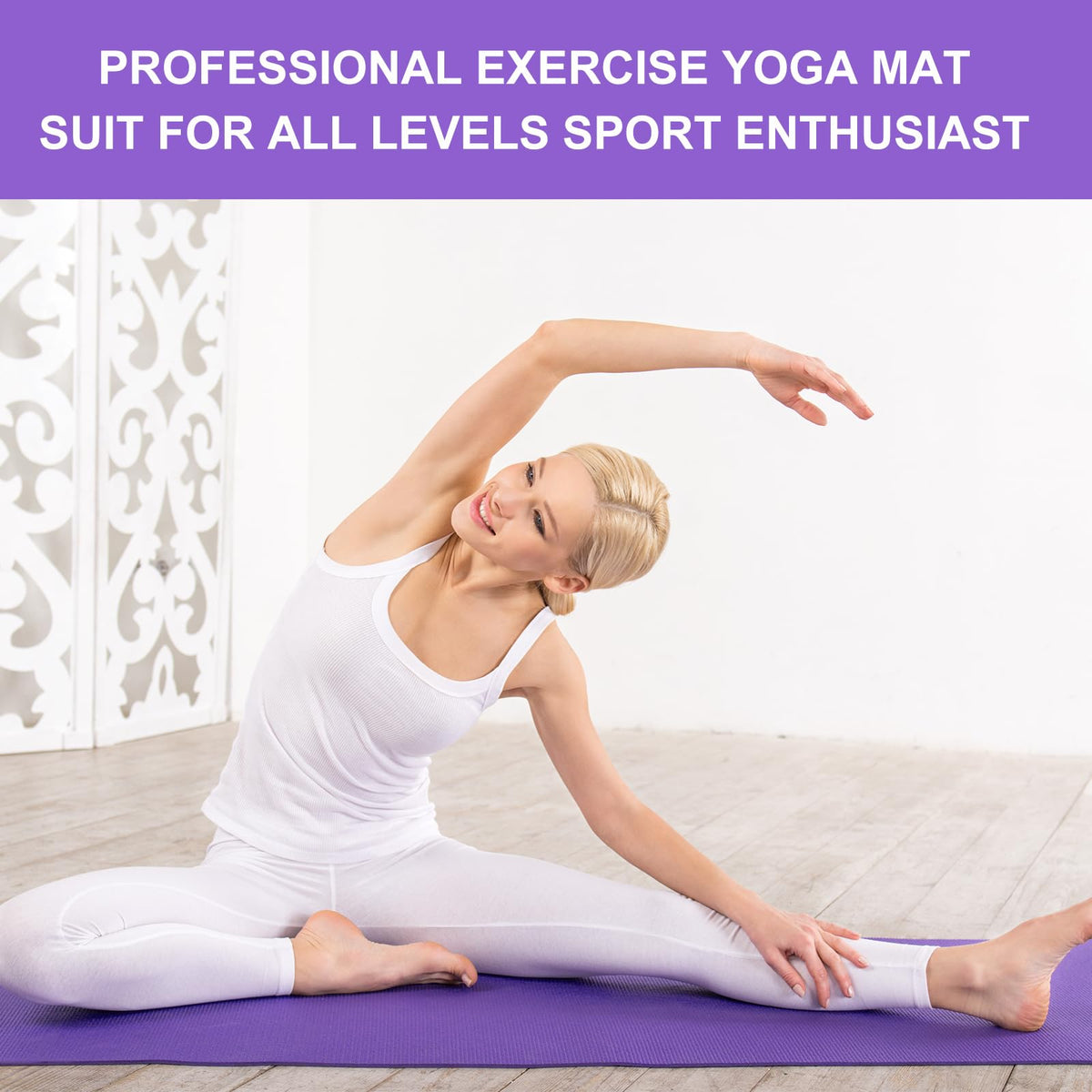Funtery 3 mm Thin Yoga Mats Bulk, 68 x 24 in