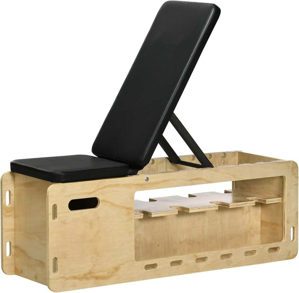 Soozier Adjustable Weight Bench Workout Bench Storage Rack Resistance Rope