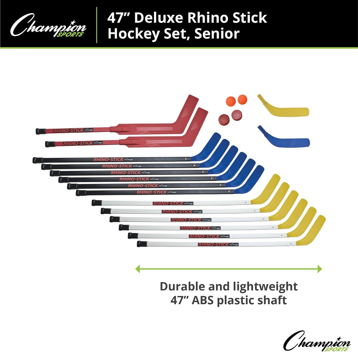 Champion Sports Rhino Stick Hockey Set â Durable ABS Sticks, Non-Marring Blades, Multiple Sizes â Complete Sets