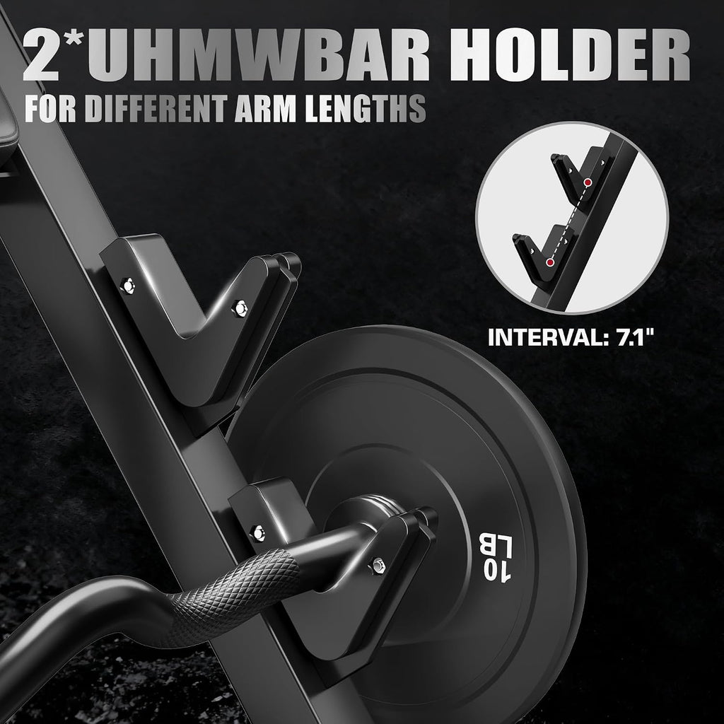 PC01 Preacher Curl Bench, Seated Arm Isolated Barbell Dumbbell Bicep Station, Adjustable Bicep Curl Machine with 2 Bar Holders for Home Gym