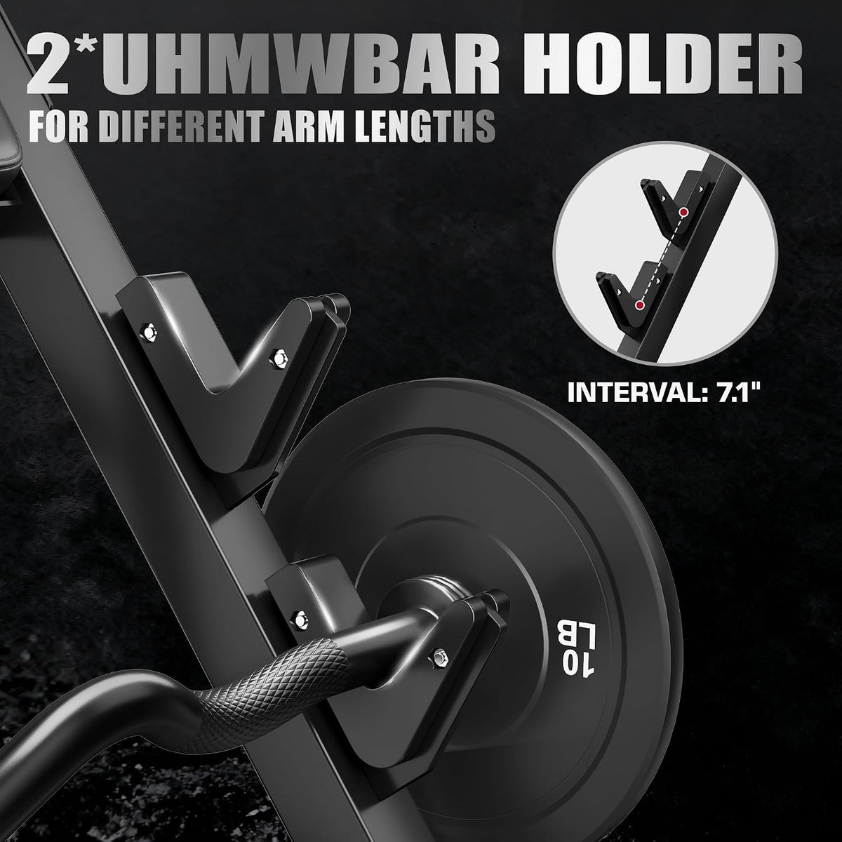 PC01 Preacher Curl Bench, Seated Arm Isolated Barbell Dumbbell Bicep Station, Adjustable Bicep Curl Machine with 2 Bar Holders for Home Gym
